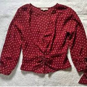 Mine Burgundy Polka Dot Blouse
